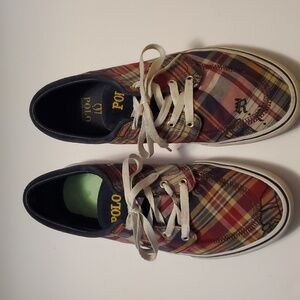 Polo Ralph Lauren Faxon X Madras Low-Top Canvas Sneakers Men's Size 8.5